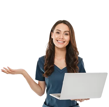 Healthcare professional comparing clinic software